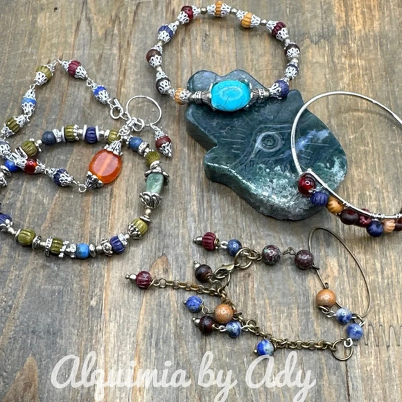 Sodalite handmade charms adjustable rosary link chain bracelet western rodeo - Picture 2 of 10